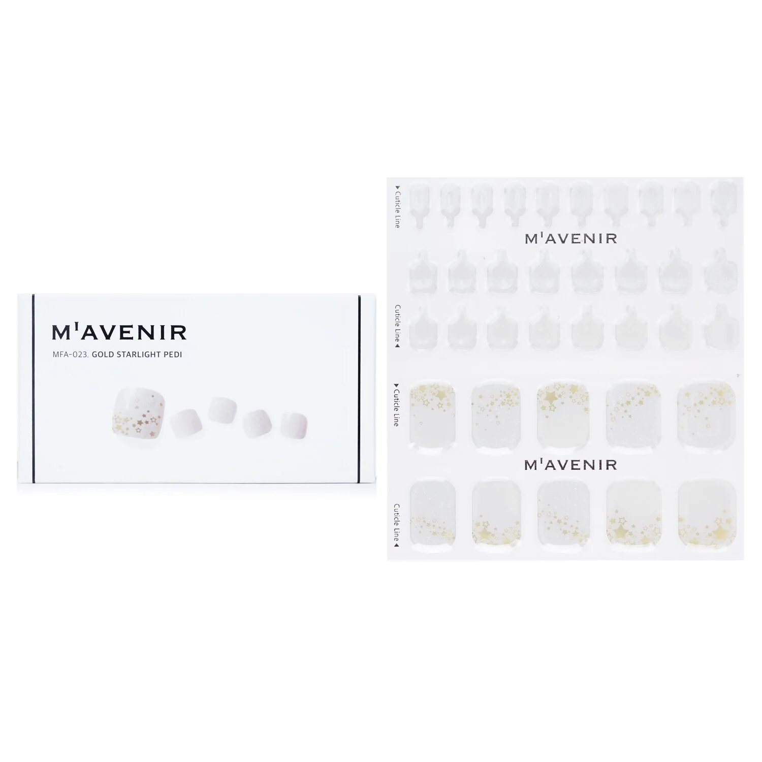 Mavenir Nail Sticker (White) - # Gold Starlight Pedi  36pcs - Olabens
