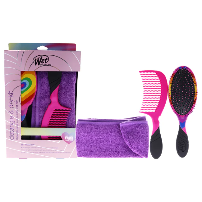 Wet Brush Detangler and Dry Kit by Wet Brush for Women - 3 Pc Pro Detangler Brush, Pro Detangling Comb, Microfiber Towel - Olabens