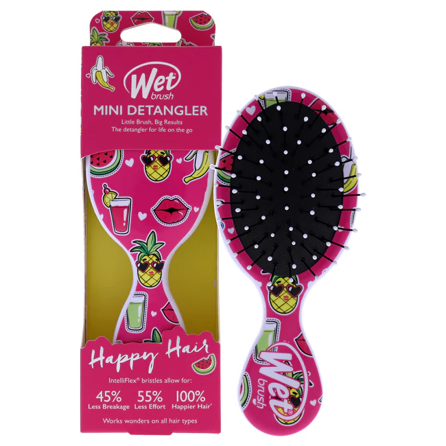 Wet Brush Mini Detangler Happy Hair Brush - Smiley Pineapple by Wet Brush for Unisex - 1 Pc Hair Brush - Olabens