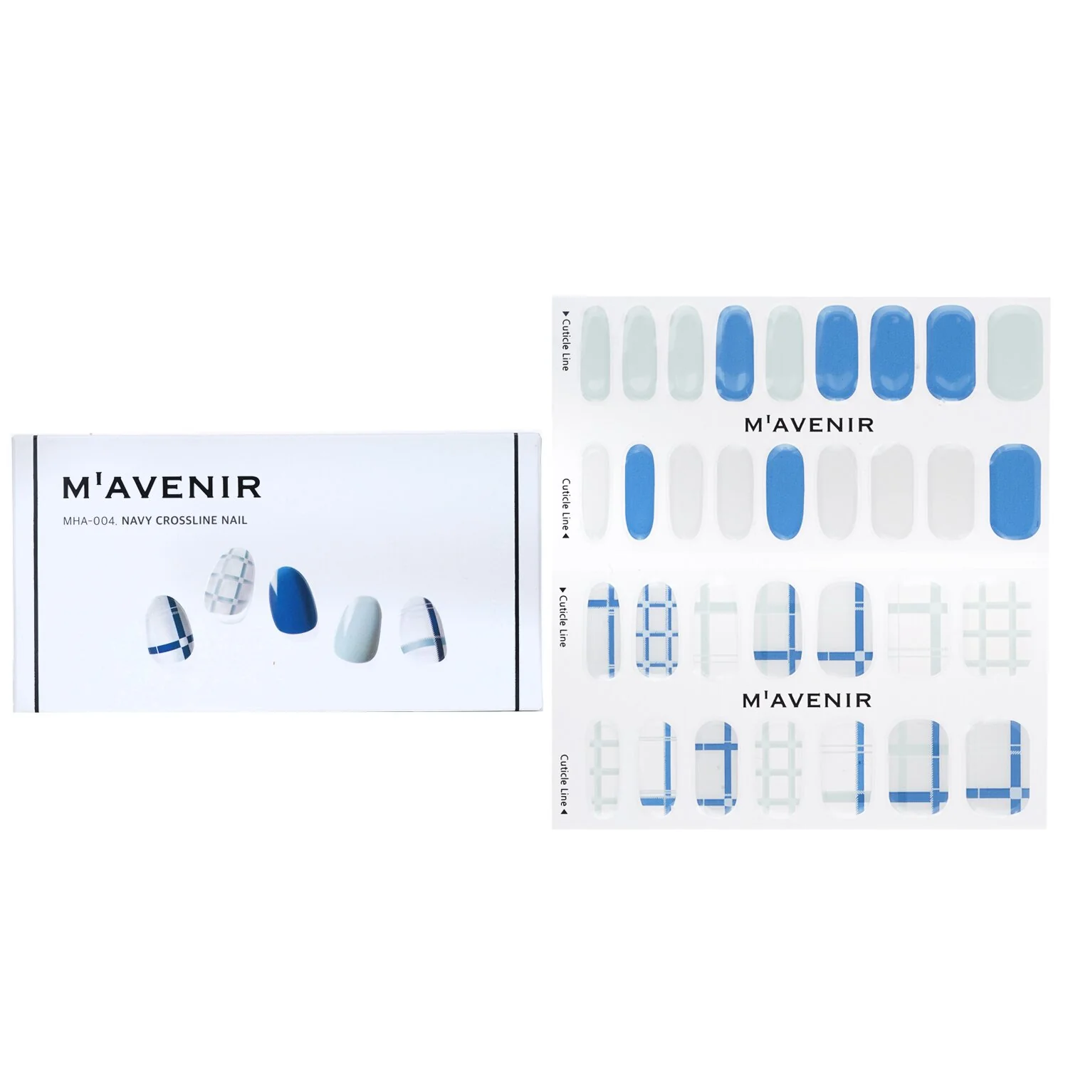 Mavenir Nail Sticker (Patterned) - # Navy Crossline Nail  32pcs - Olabens