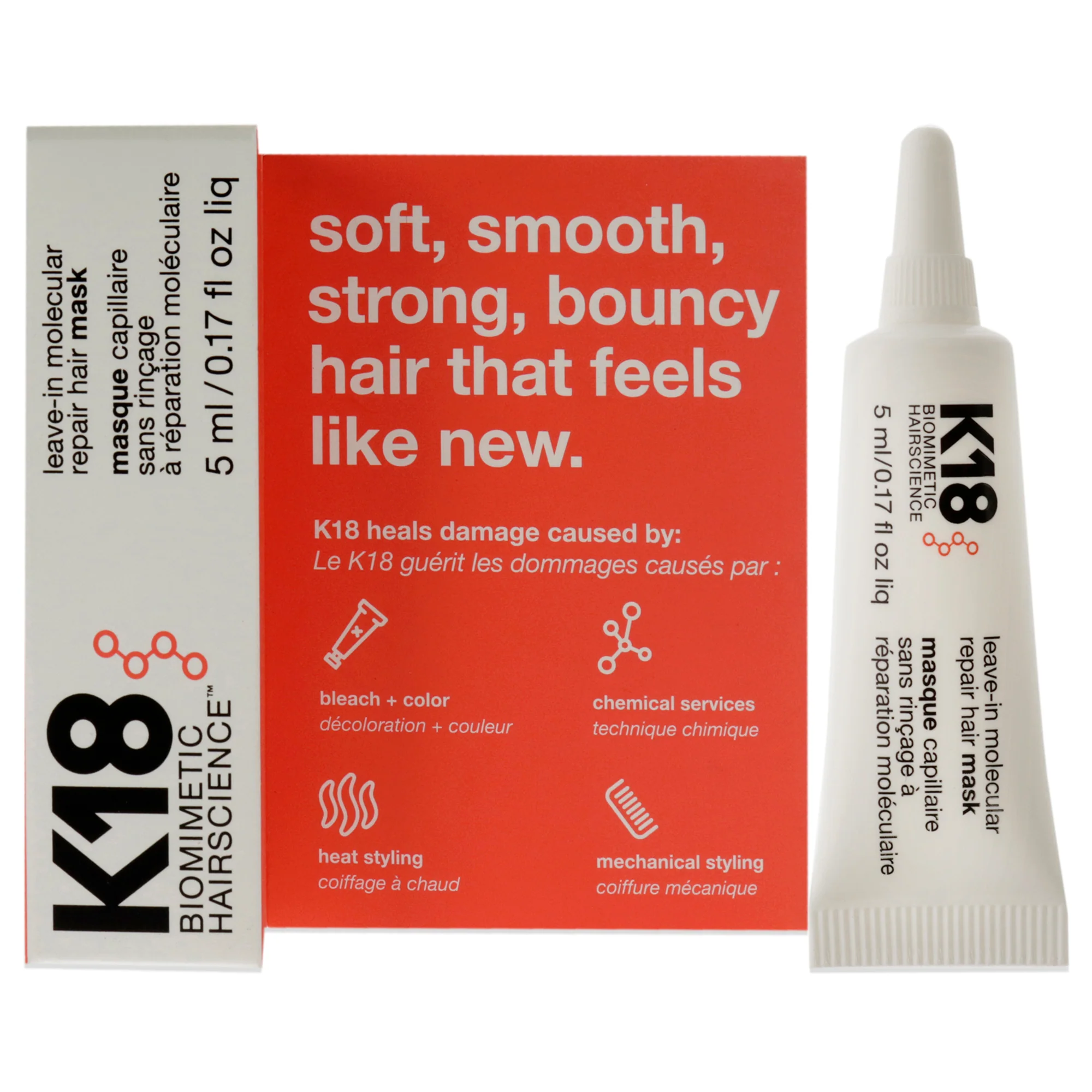 K18 Hair Leave-In Molecular Repair Hair Mask by K18 Hair for Unisex - 0.17 oz Masque - Olabens