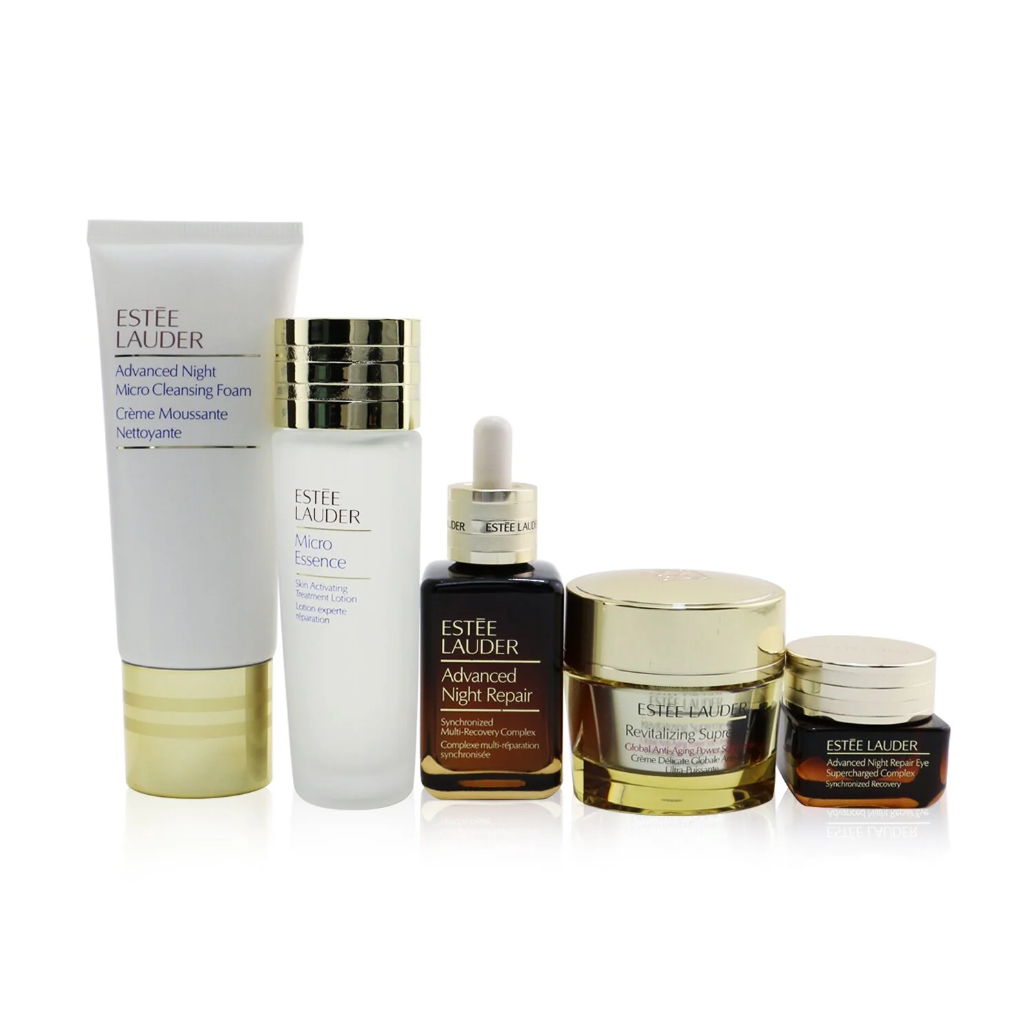Estee Lauder Your Nightly Skincare Experts: ANR 50ml+ Revitalizing Supreme+ Soft Cream 50ml+ Eye Supercharged 15ml+ Micro Cleans...  5pcs - Olabens