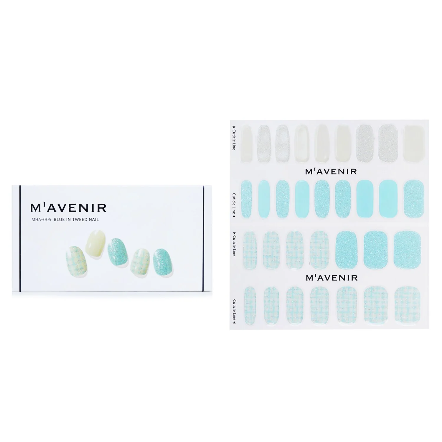 Mavenir Nail Sticker (Blue) - # Blue In Tweed Nail  32pcs - Olabens