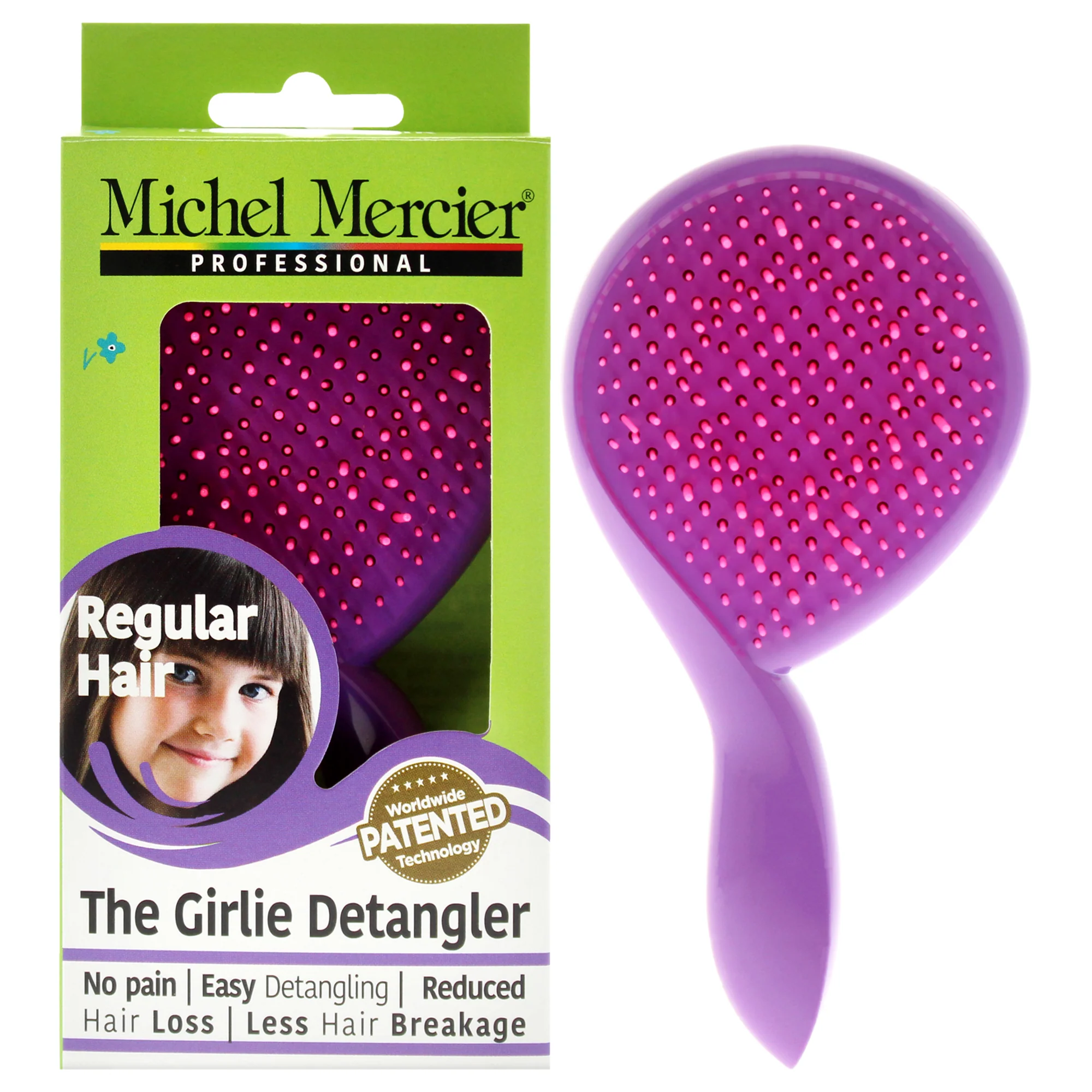 The Girlie Detangler Brush Regular Hair - Pink-Purple by Michel Mercier for Women - 1 Pc Hair Brush - Olabens