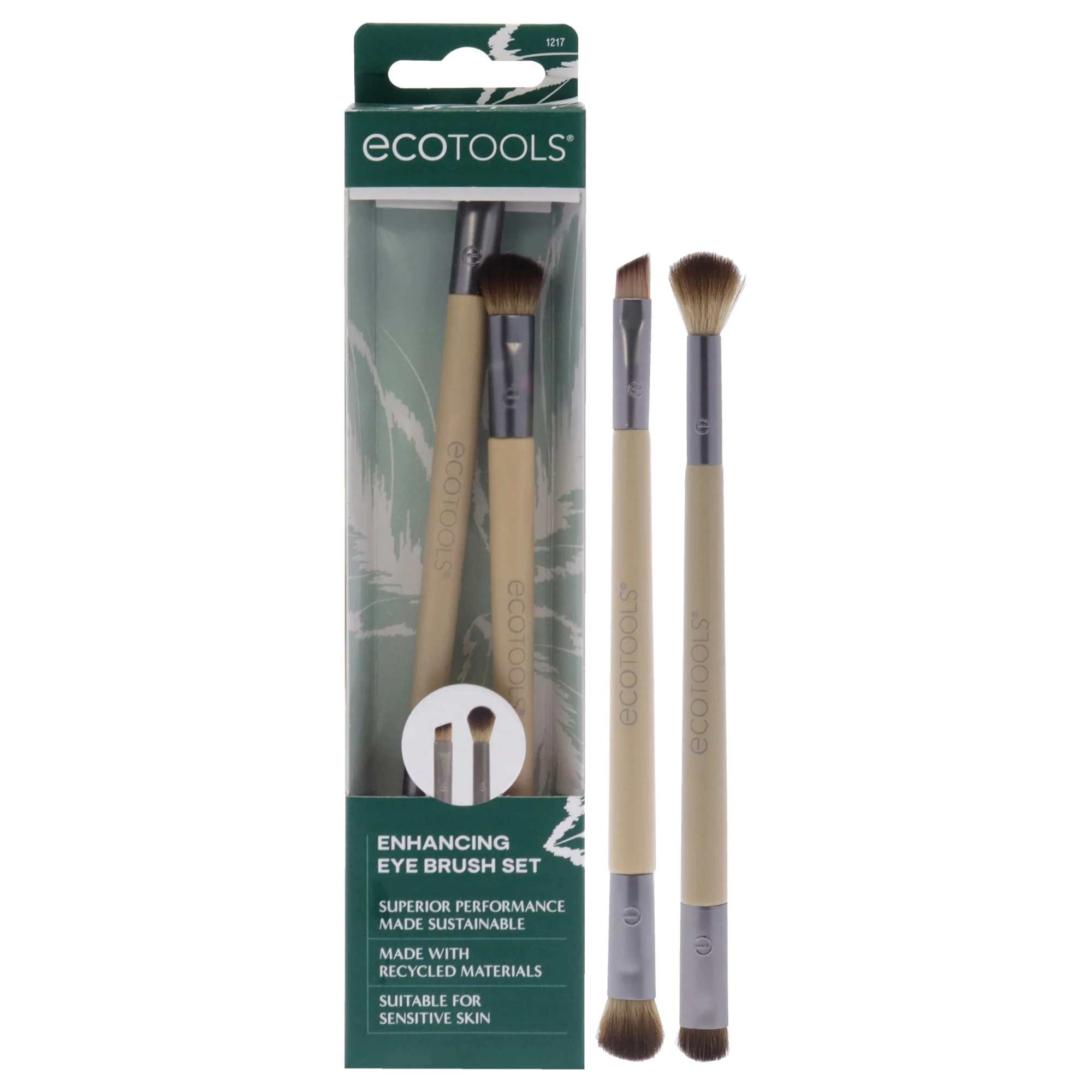 Enhancing Duo Eye Brush Set by Ecotools for Women - 2 Pc Shade Plus Define Eye Brush Duo, Smudge Plus Blend Eye Brush Duo - Olabens