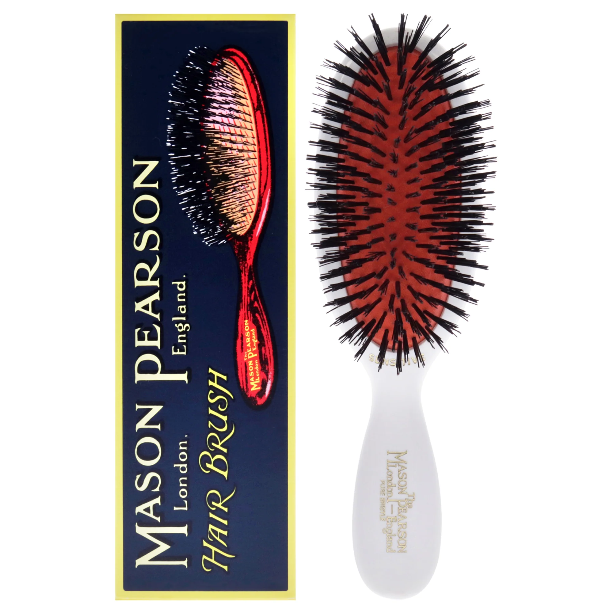 Pocket Sensitive Pure Bristle Brush - SB4 Ivory White by Mason Pearson for Unisex - 1 Pc Hair Brush - Olabens