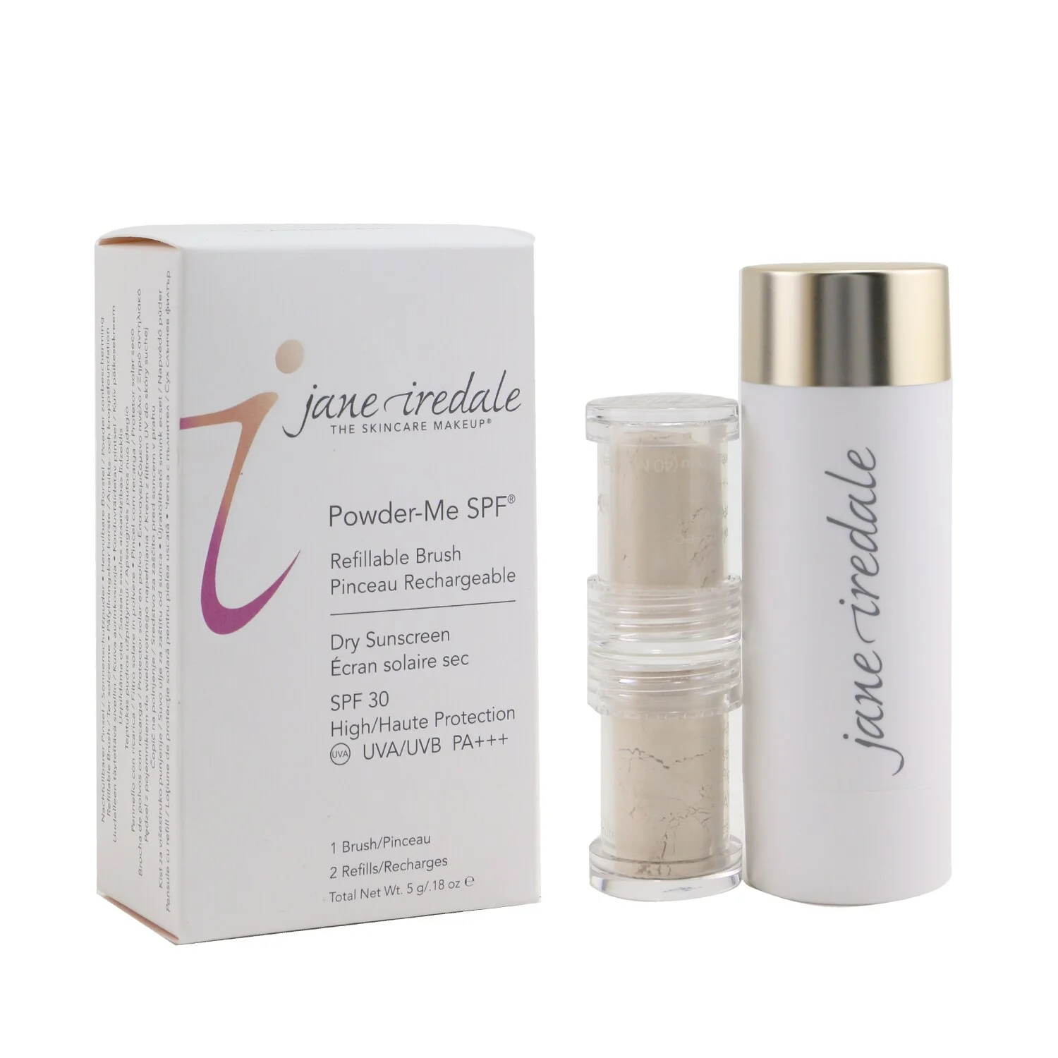 Jane Iredale Powder Me Refillable Brush (1x Brush, 2x Refills) - Translucent  2x2.5g/0.09oz - Olabens