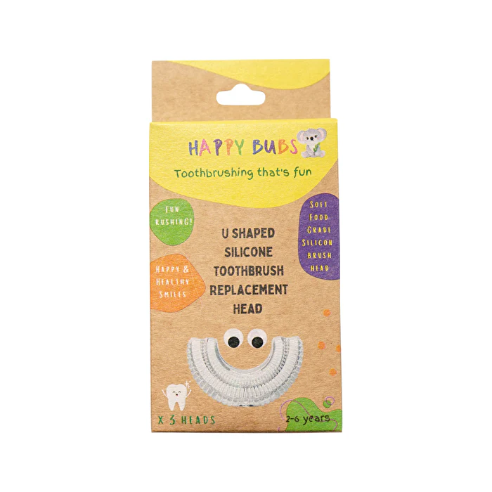 Happy Bubs Toothbrush Silicone U Shaped Replacement Head x (2-6 Years) 3 Pack - Olabens