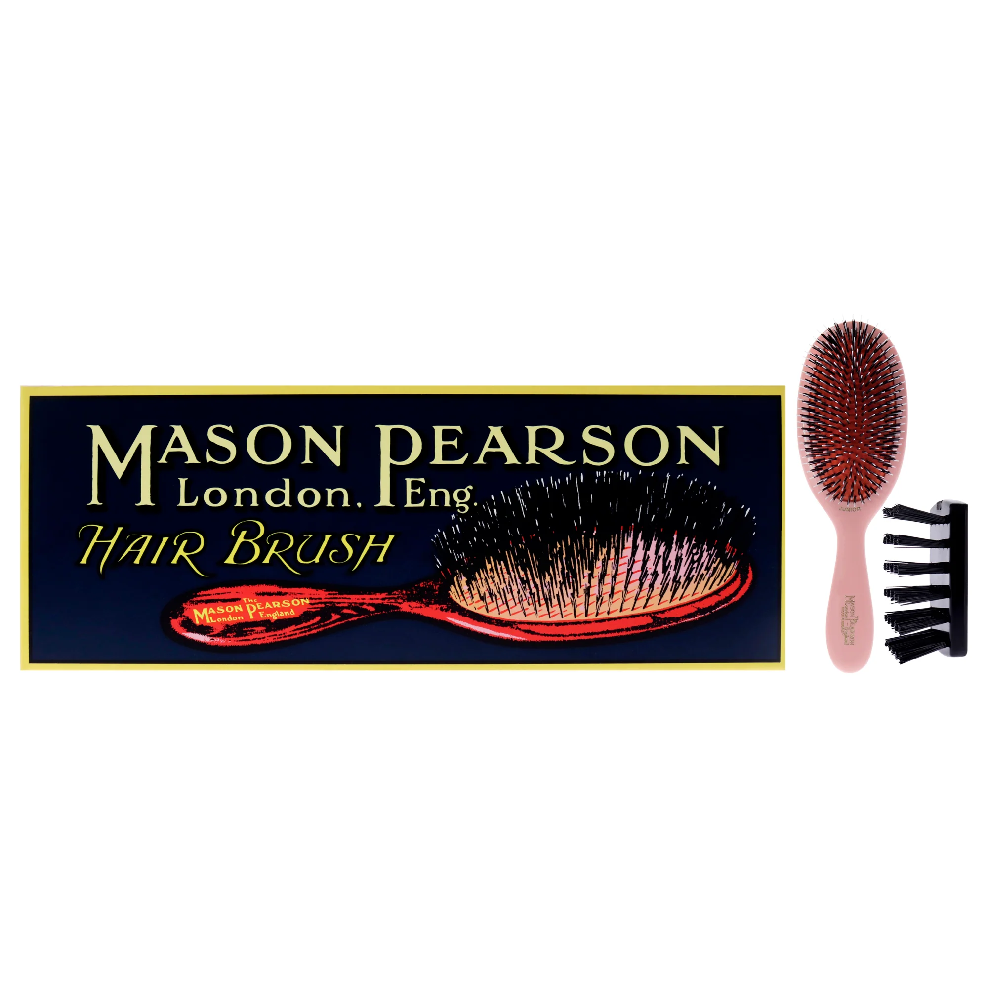 Junior Bristle and Nylon Brush - BN2 Pink by Mason Pearson for Unisex - 2 Pc Hair Brush, Cleaning Brush - Olabens