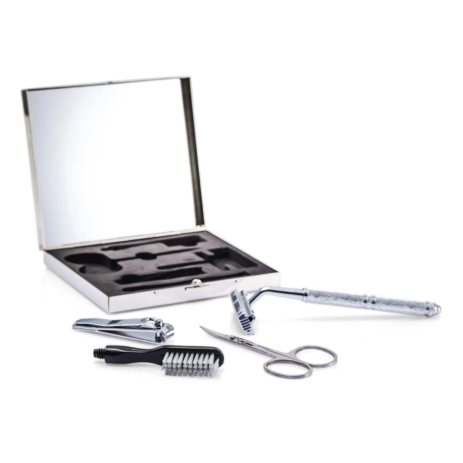 Razor MD The Well Mannered Groom Kit: Razor + Grooming Scissors + Nail Clipper + Brush + Box  4pcs+1box - Olabens