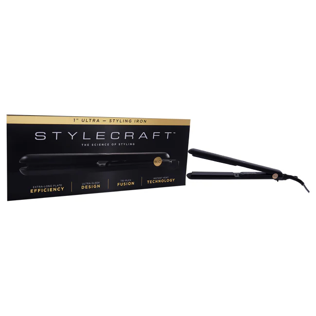 StyleCraft Ultra Styling Iron - SCUS1 Black by StyleCraft for Unisex - 1 Inch Flat Iron - Olabens