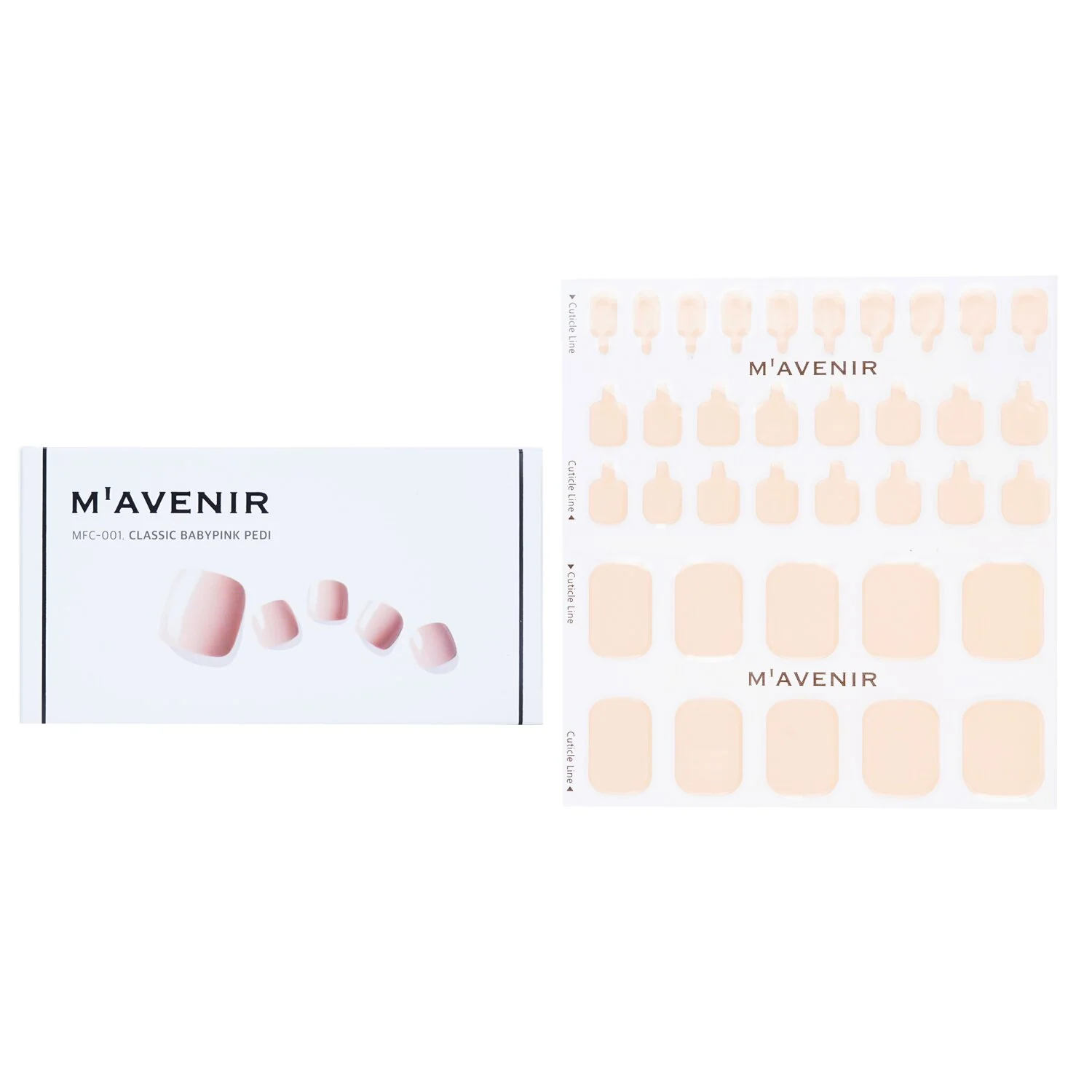 Mavenir Nail Sticker (Pink) - # Classic Babypink Pedi  36pcs - Olabens