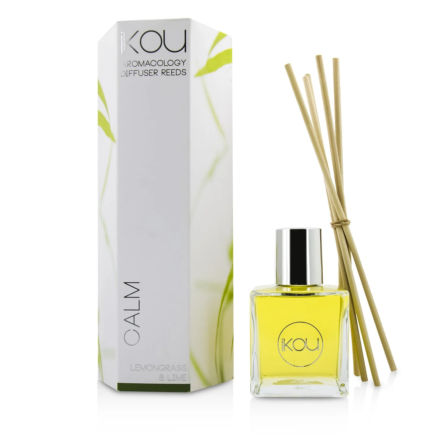 iKOU Aromacology Diffuser Reeds - Calm (Lemongrass & Lime - 9 months supply)  175ml - Olabens