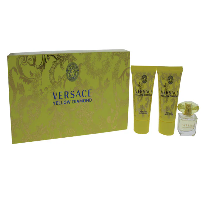 Versace Versace Yellow Diamond by Versace for Women - 3 Pc Mini Gift Set 0.17oz EDT Splash, 0.8oz Shower Gel, 0.8oz Body Lotion - Olabens