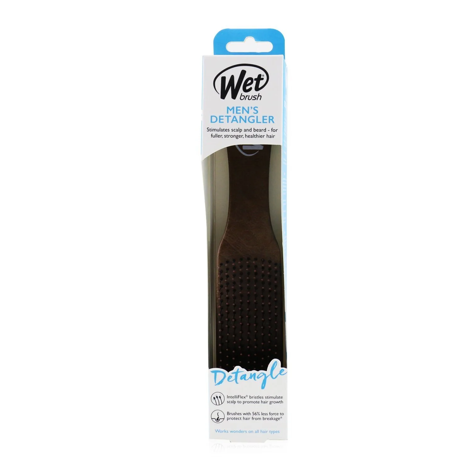 Wet Brush Men's Detangler Leather - # Brown  1pc - Olabens