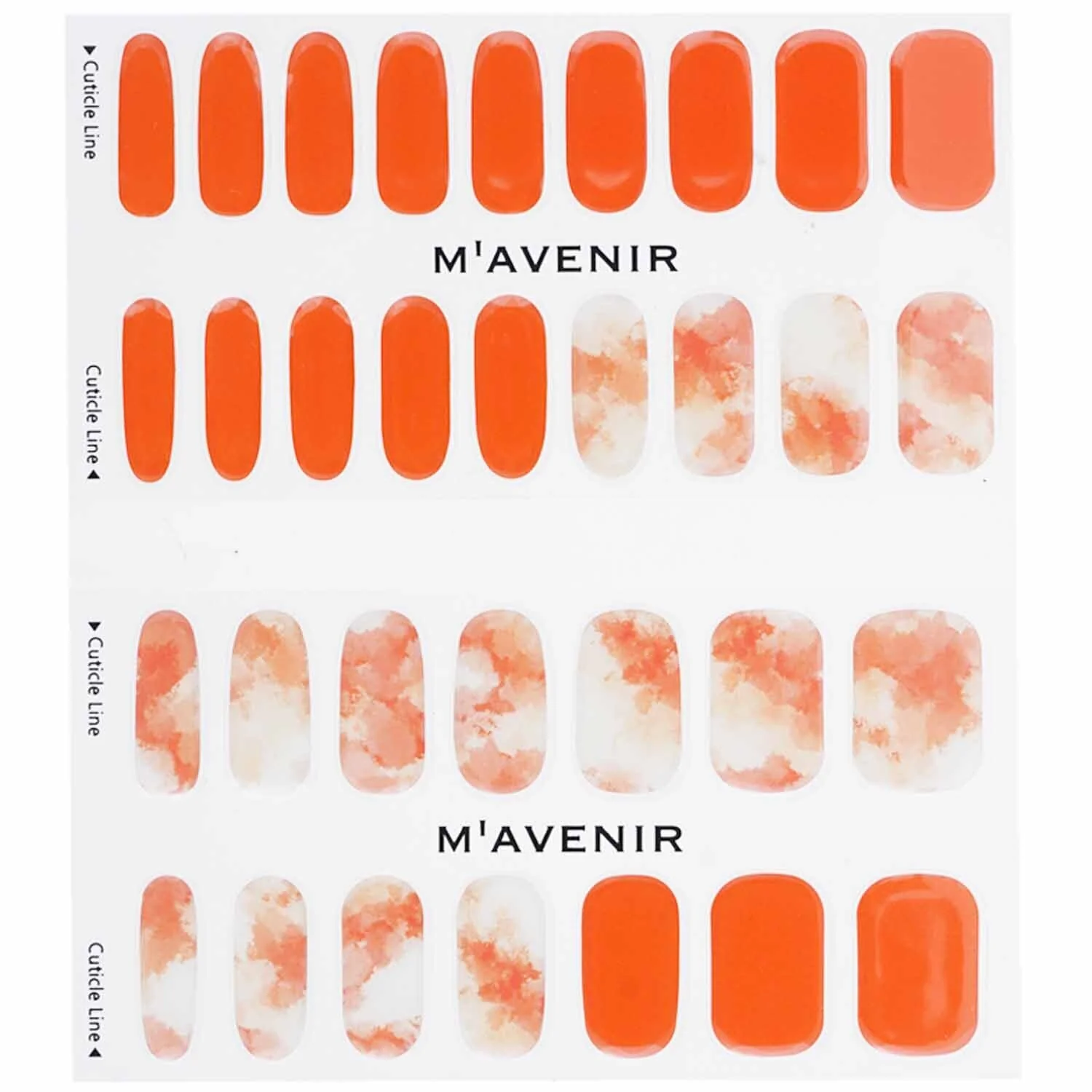 Mavenir Nail Sticker (Orange) - # Marmalade Marble Nail  32pcs - Olabens