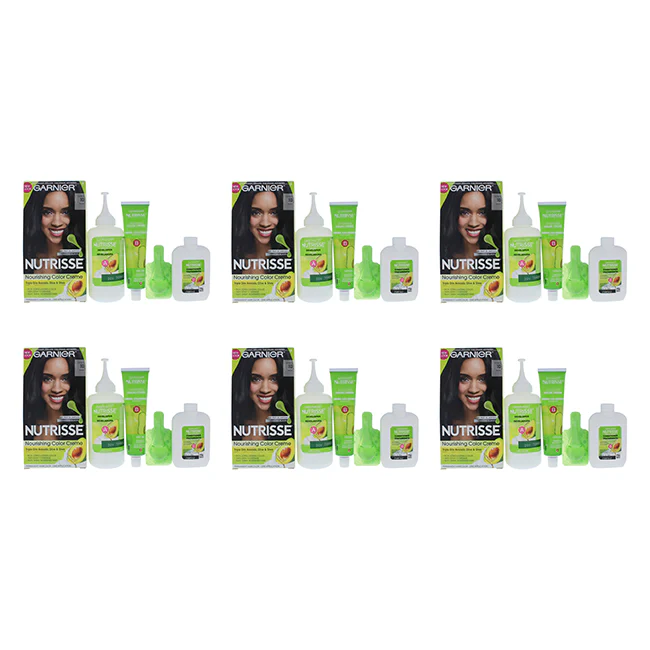 Garnier Nutrisse Nourishing Color Creme - 10 Black by Garnier for Unisex - 1 Application Hair Color - Pack of 6 - Olabens