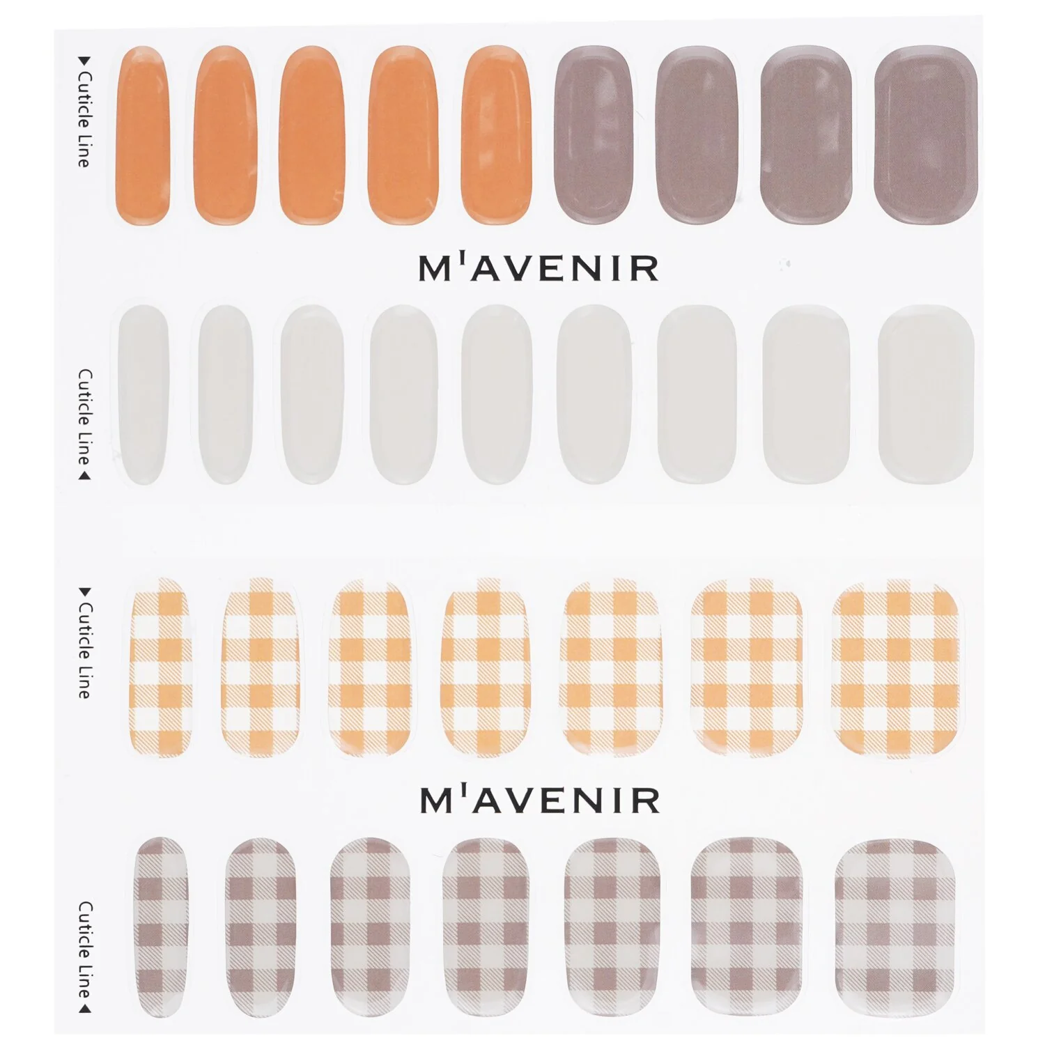 Mavenir Nail Sticker (Patterned) - # Autumn Picnic Check Nail  32pcs - Olabens