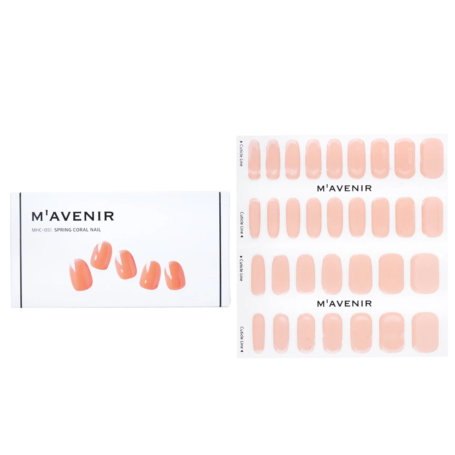 Mavenir Nail Sticker (Orange) - # Spring Coral Nail  32pcs - Olabens