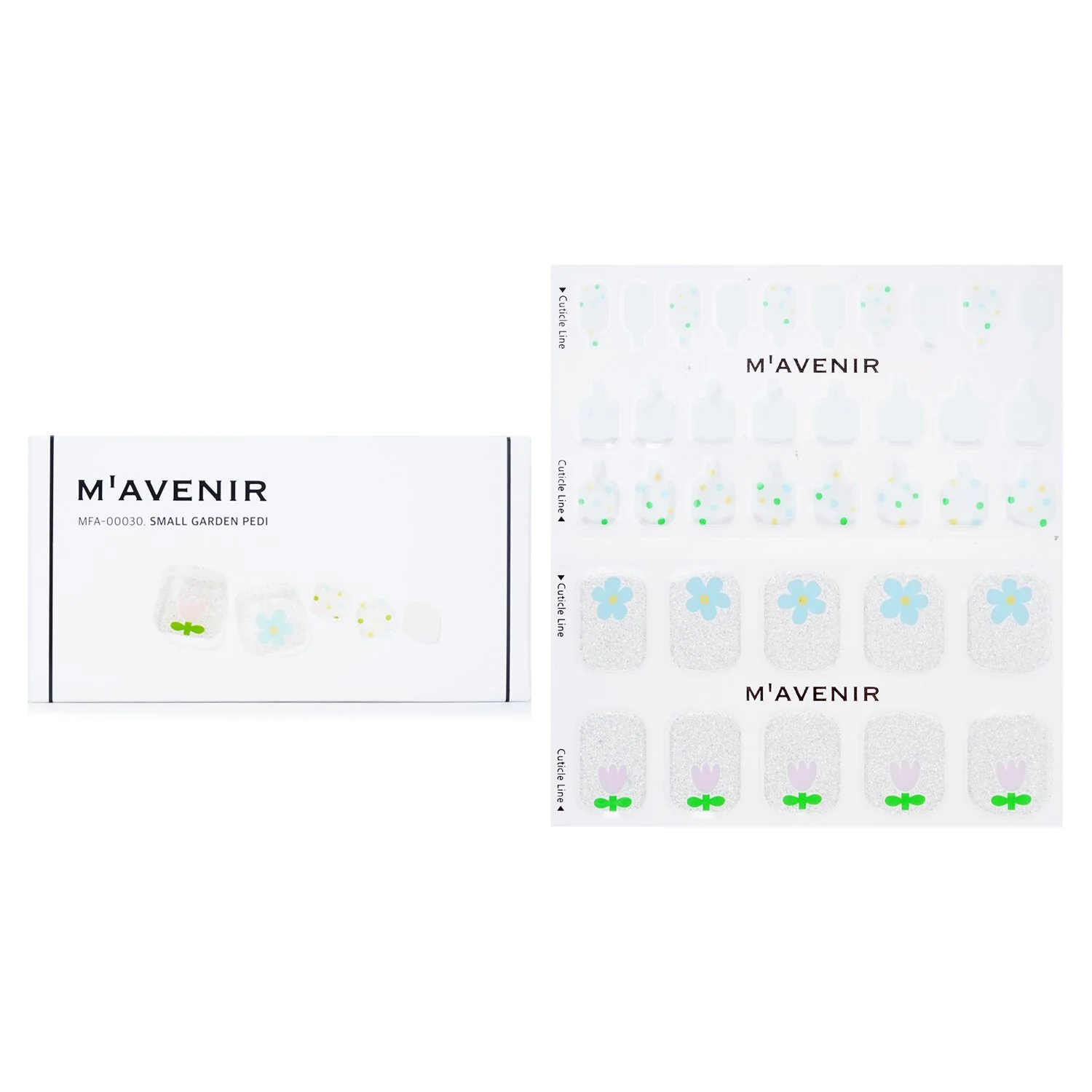 Mavenir Nail Sticker (White) - # Small Garden Pedi  36pcs - Olabens