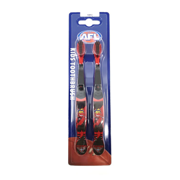 Afl Mascot Kids Toothbrush - Essendon 2 Pack - Olabens