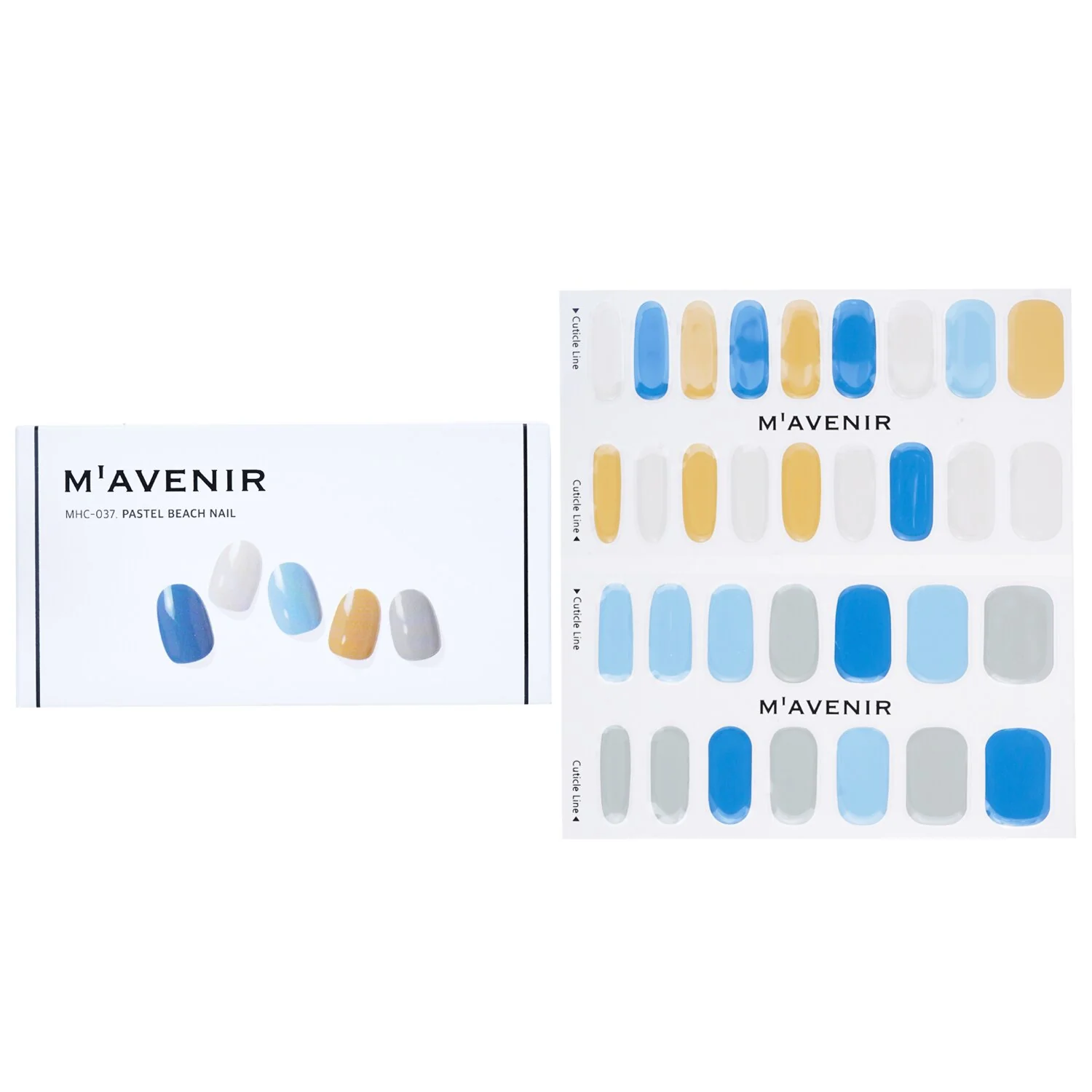 Mavenir Nail Sticker (Assorted Colour) - # Pastel Beach Nail  32pcs - Olabens