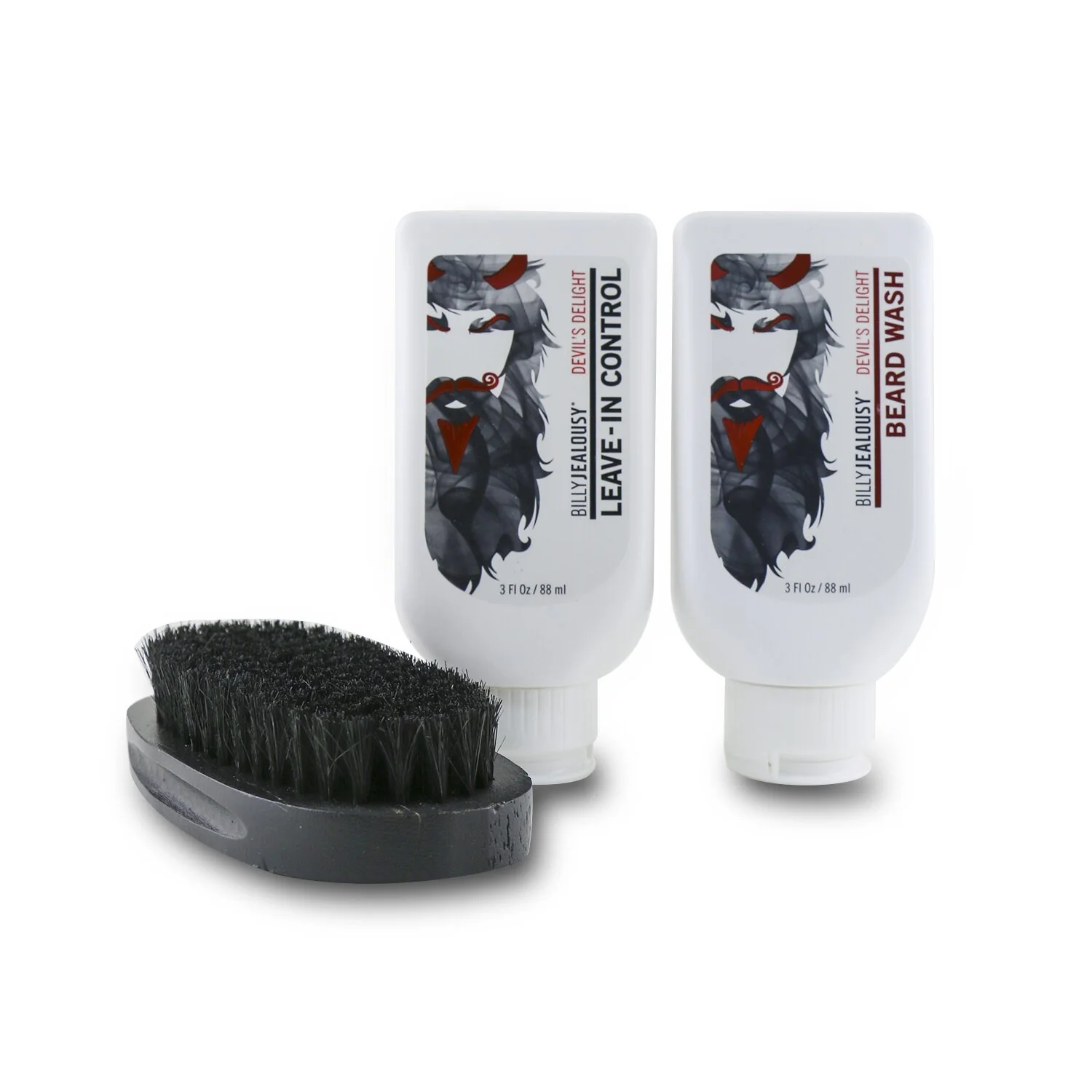 Billy Jealousy Devil's Delight Beard Envy Kit: 1x Beard Wash 88ml + 1x Leave-In Control 88ml + 1x Beard Brush (Box Slightly Damaged)  3pcs - Olabens
