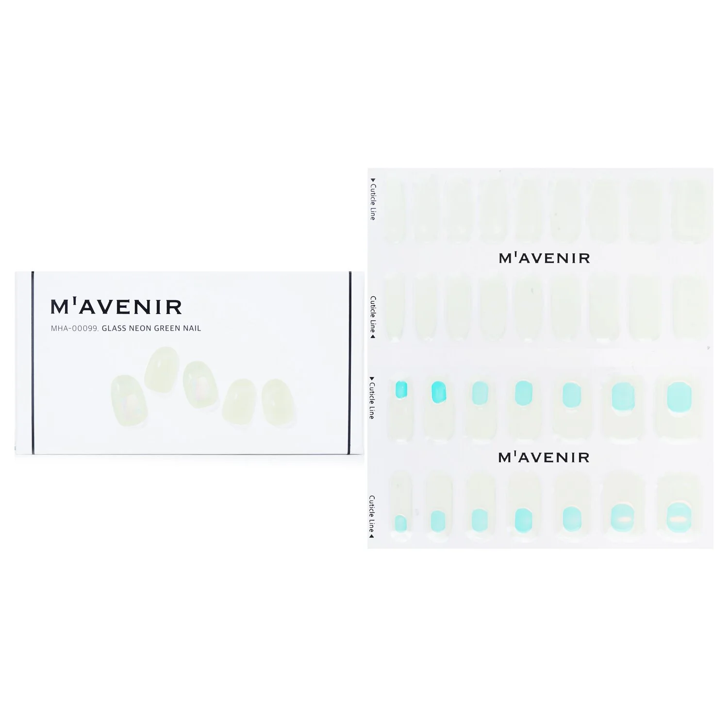 Mavenir Nail Sticker (Green) - # Glass Neon Green Nail  32pcs - Olabens