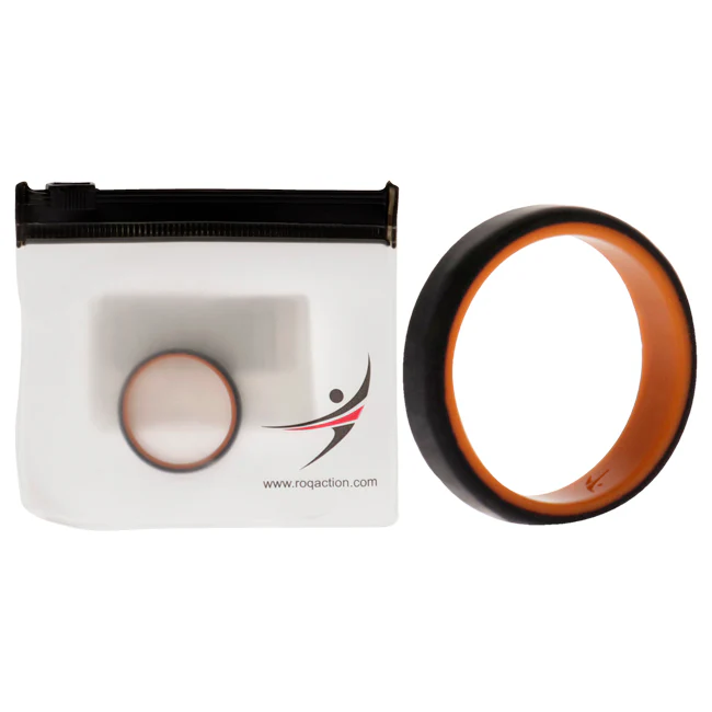Silicone Wedding 6mm Brush 2Layer Ring - Orange-Black by ROQ for Men - 14 mm Ring - Olabens
