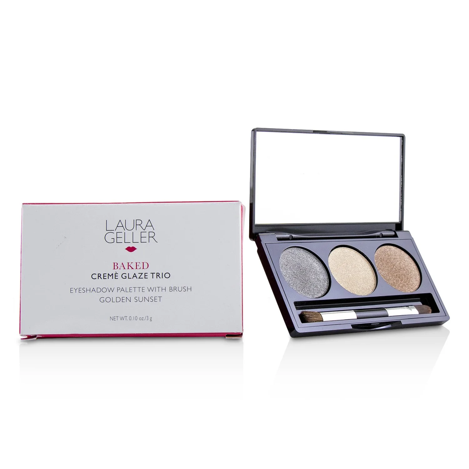 Laura Geller Baked Cream Glaze Trio Eyshadow Palette With Brush - # Golden Sunset  3g/0.1oz - Olabens