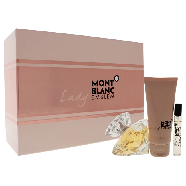 Mont Blanc Mont Blanc Lady Emblem by Mont Blanc for Women - 3 Pc Gift Set 2.5oz EDP Spray, 0.25oz EDP Spray, 3.3oz Perfumed Body Lotion - Olabens