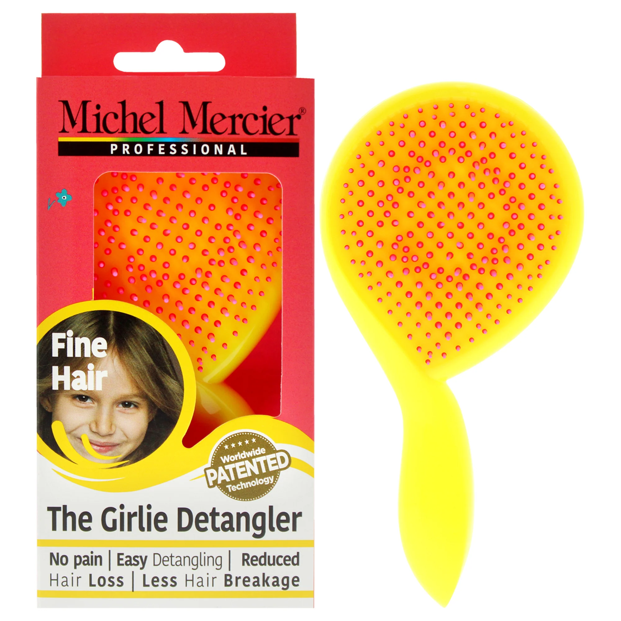 The Girlie Detangler Brush Fine Hair - Pink-Yellow by Michel Mercier for Women - 1 Pc Hair Brush - Olabens