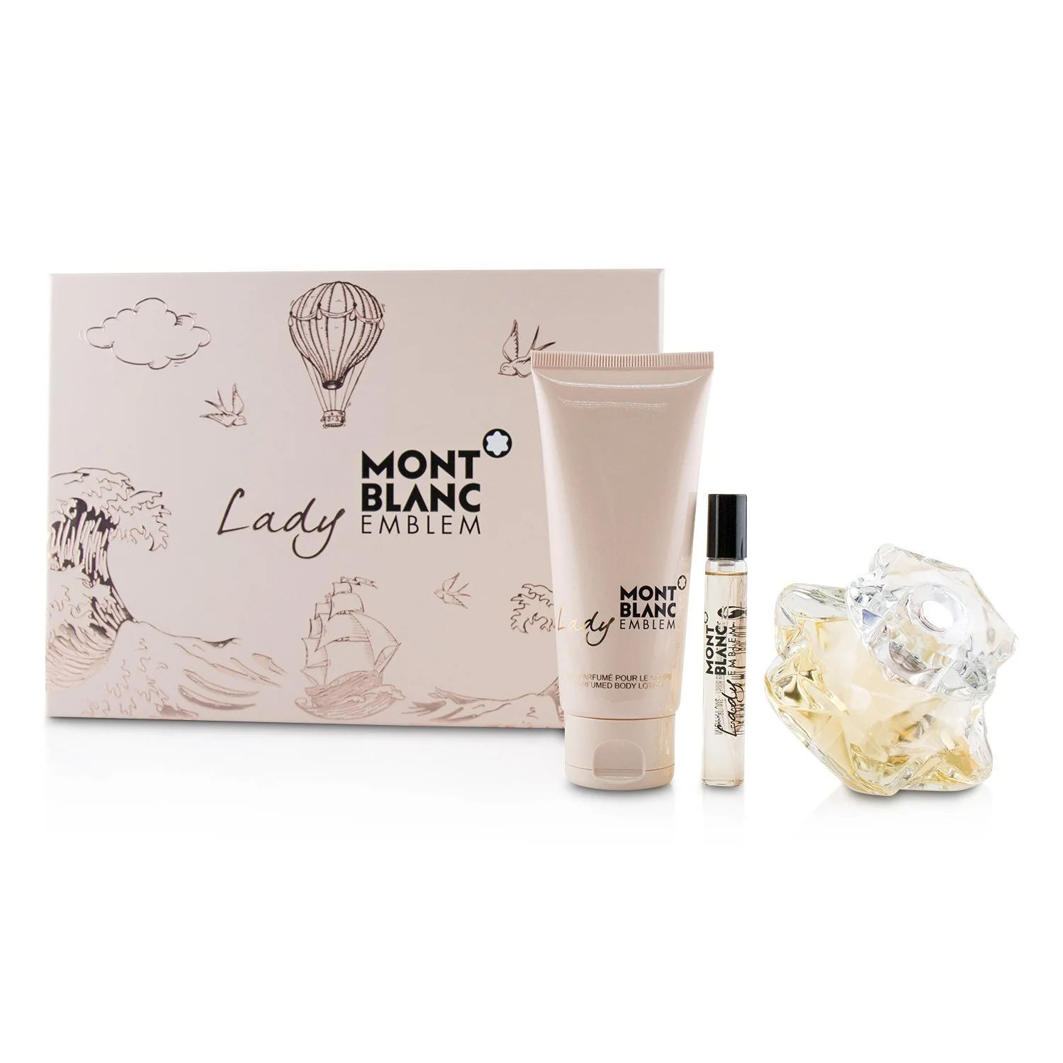 Montblanc Lady Emblem Coffret: Eau De Parfum Spray 75ml/2.5oz + Perfumed Body Lotion 100ml/3.3oz + Eau De Parfum Spray 7.5ml/0.25oz  3pcs - Olabens