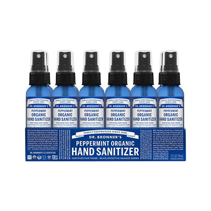 Dr. Bronner's Organic Hand Sanitizer Peppermint 59ml x 12 Pack - Olabens