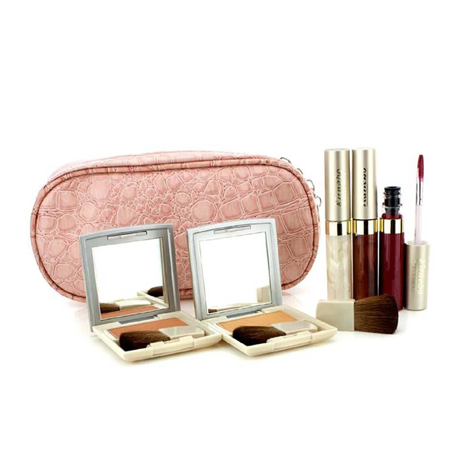 Kanebo Cheek & Lip Makeup Set With Pink Cosmetic Bag (2xCheek Color, 3xMode Gloss, 1xBrush, 1xCosmetic Bag)  6pcs+1bag - Olabens