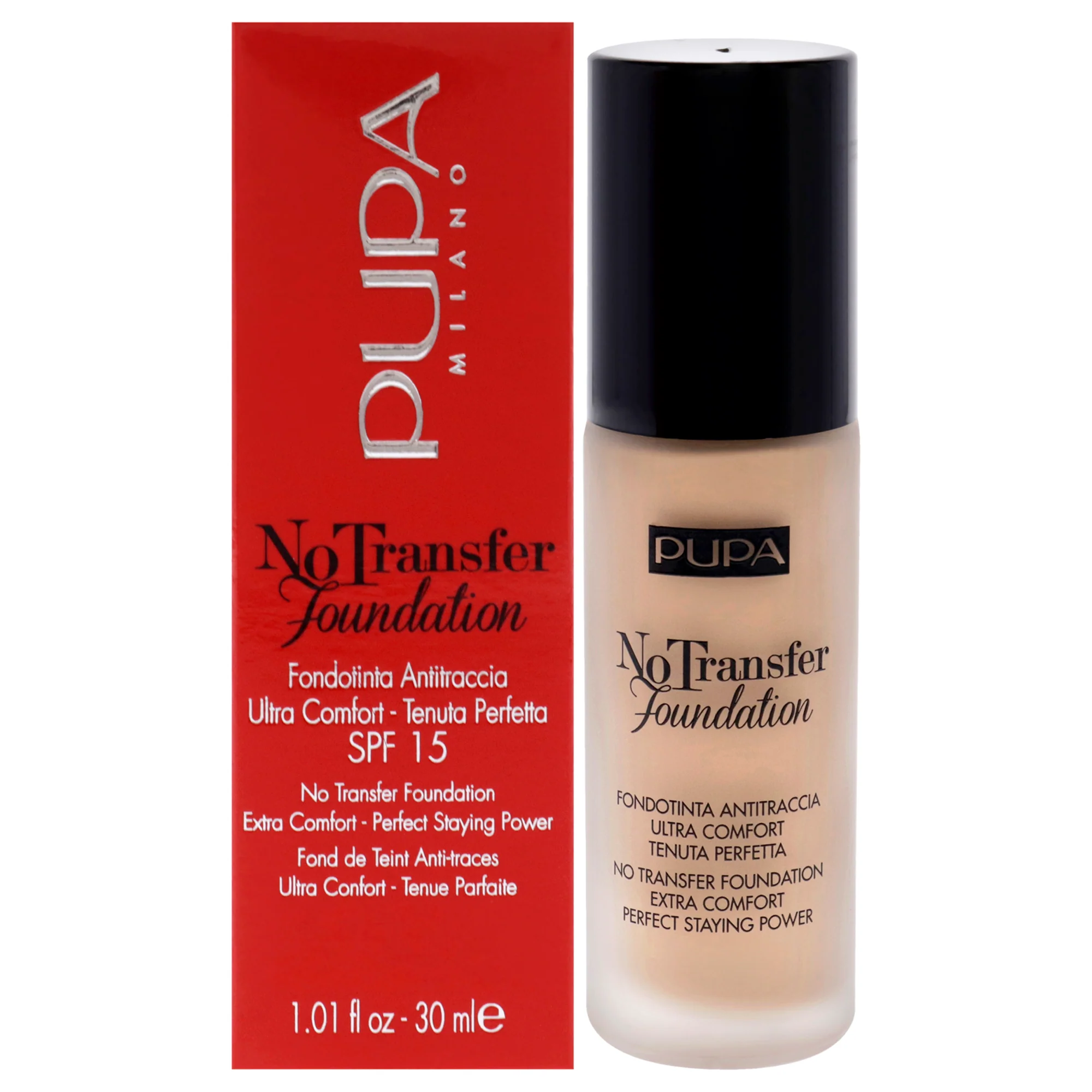 No Transfer Foundation SPF 15 - 02 Light Beige by Pupa Milano for Women - 1.01 oz Foundation - Olabens