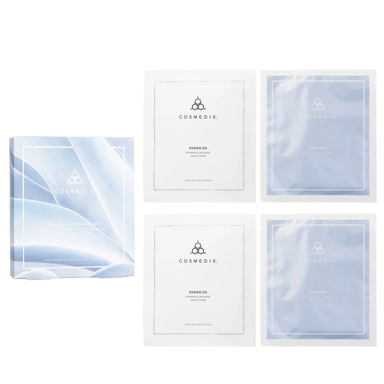 CosMedix Bio Cellulose Radiant & Rejuvenating Sheet Mask Set  4pcs/1 Box - Olabens