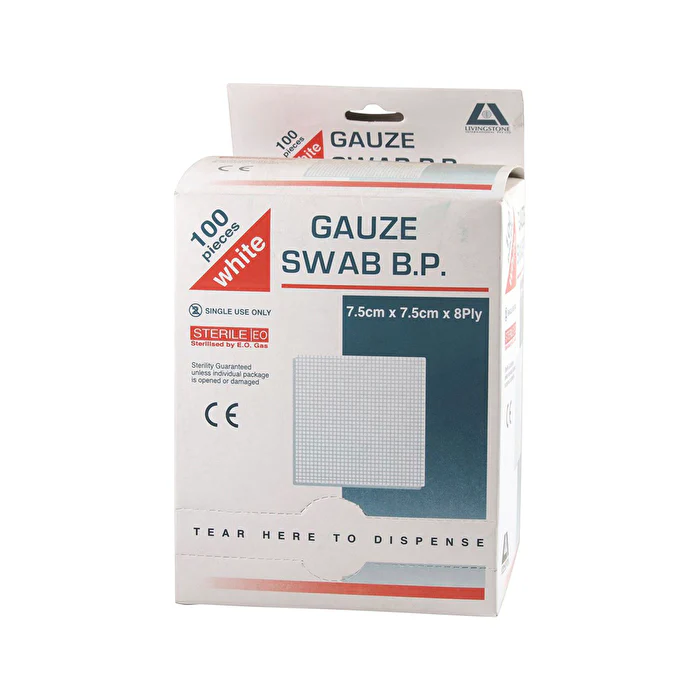 Dispensary & Clinic Items Gauze Swabs Sterile (7.5 x 7.5cm) 8ply x 100 Pack - Olabens