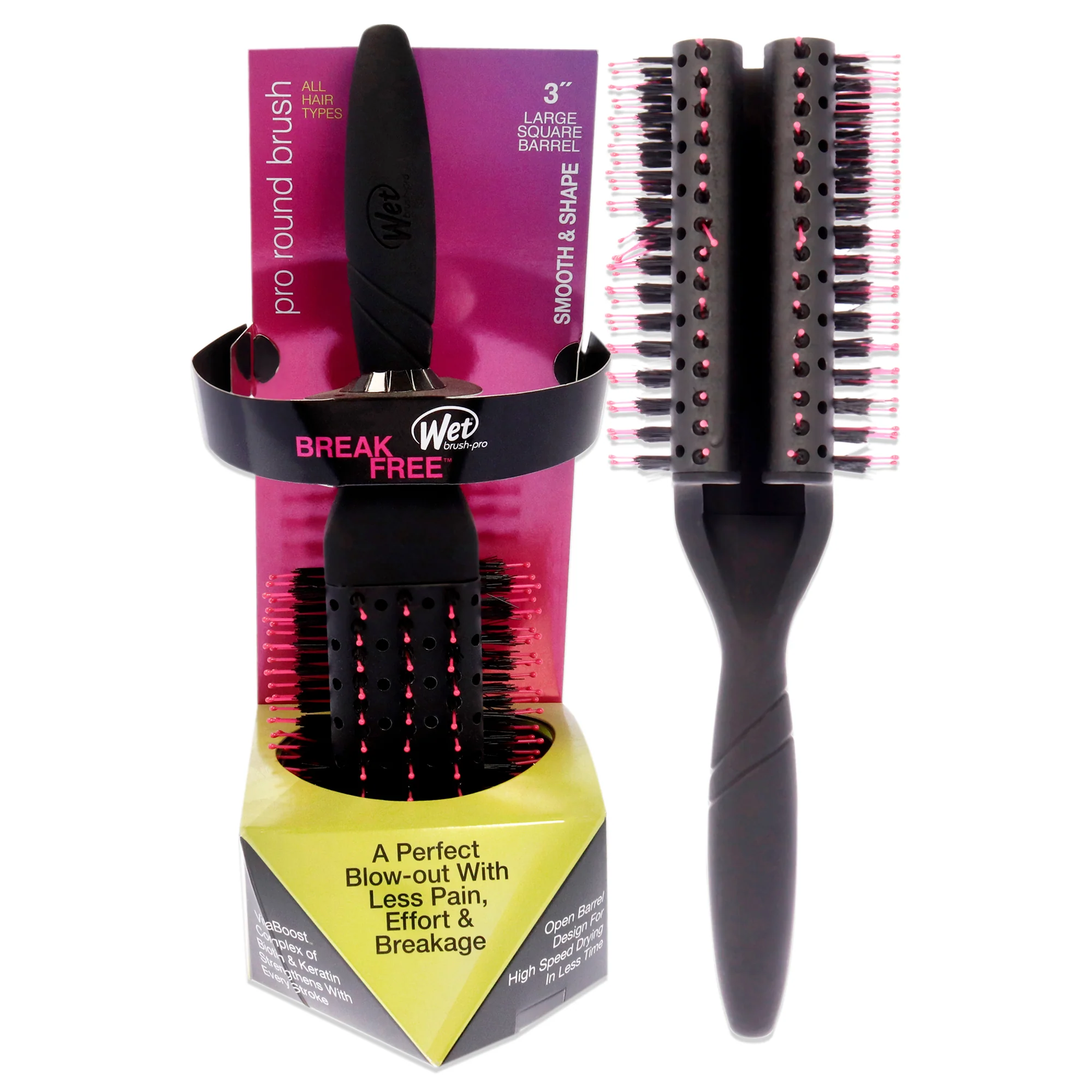 Pro Fast Dry Round Brush - Square by Wet Brush for Unisex - 3 Inch Hair Brush - Olabens