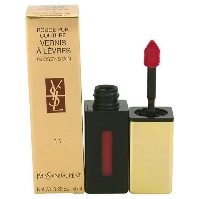 Yves Saint Laurent Rouge Pur Couture Vernis A Levres Glossy Stain - 11 Rouge Gouache by Yves Saint Laurent for Women - 0.2 oz Lip Gloss - Olabens