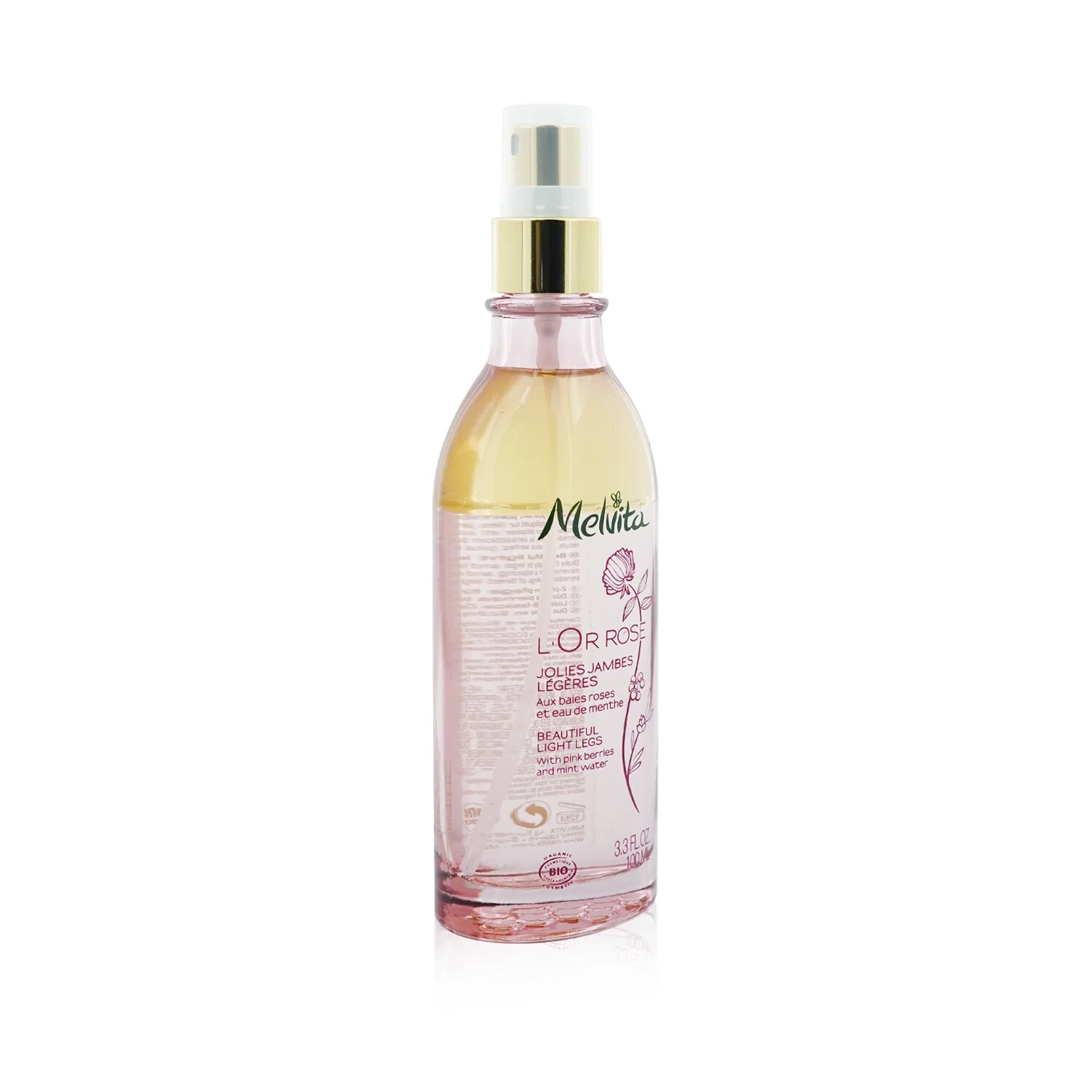 Melvita L'Or Rose Beautiful Light Legs With Pink Beries & Mint Water  100ml/3.3oz - Olabens
