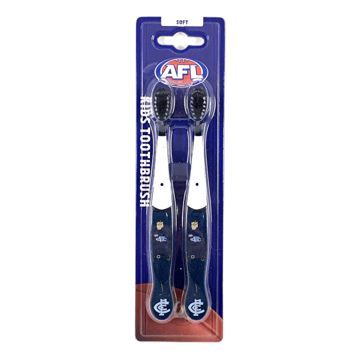 Afl Mascot Kids Toothbrush - Carlton 2 Pack - Olabens