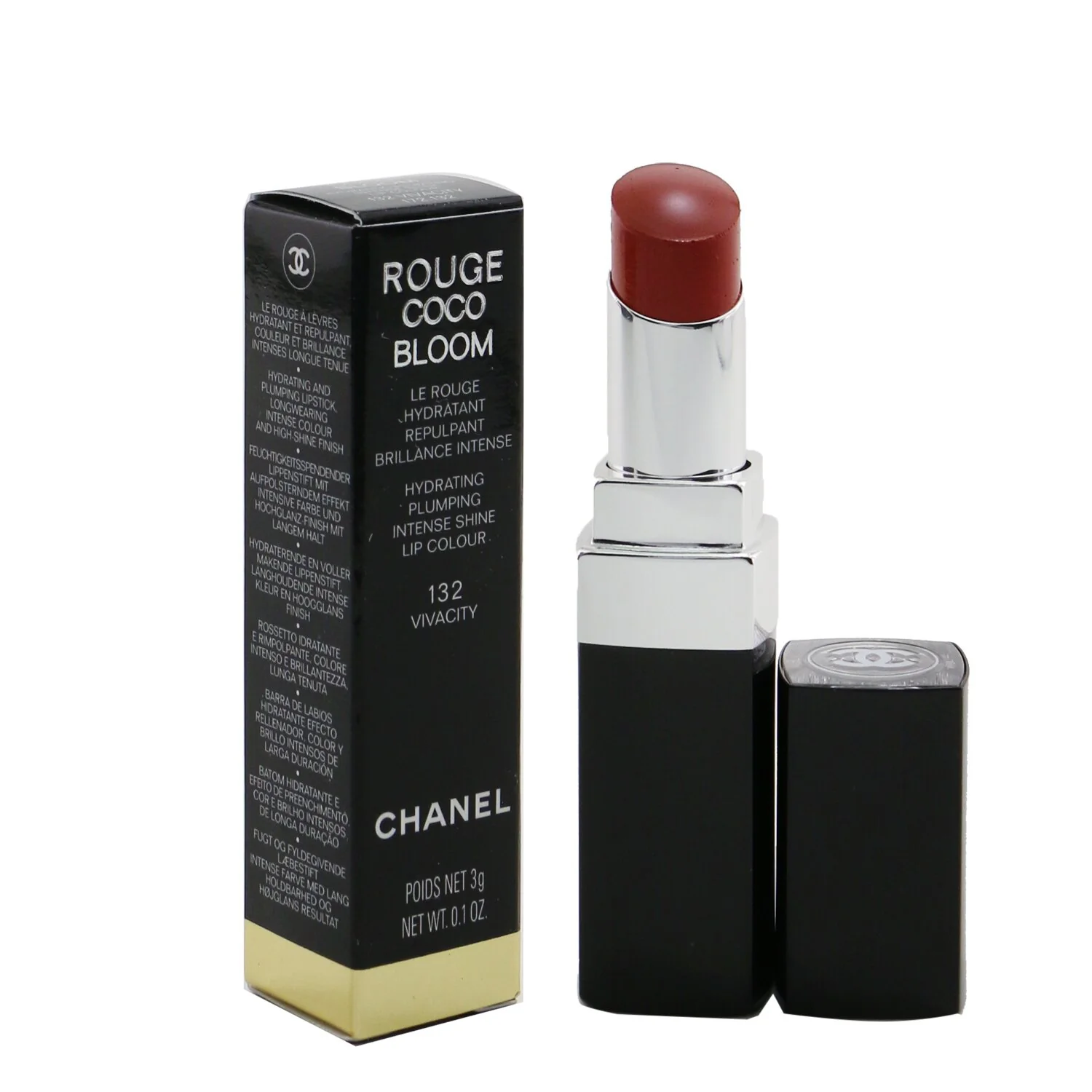 Chanel Rouge Coco Bloom Hydrating Plumping Intense Shine Lip Colour - # 132 Vivacity  3g/0.1oz - Olabens