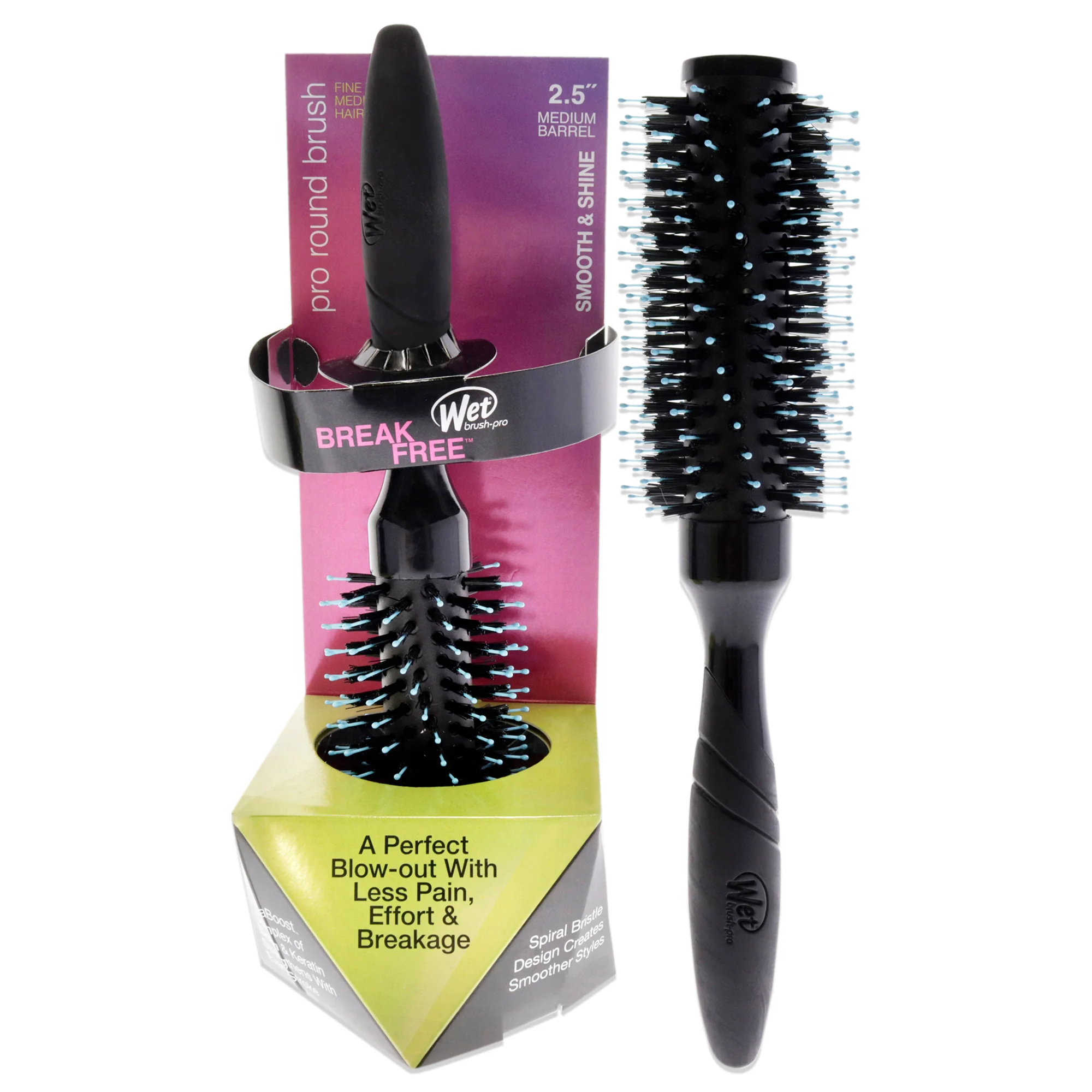 Wet Brush Pro Smooth and Shine Round Brush - Fine-Medium Hair by Wet Brush for Unisex - 2.5 Inch Hair Brush - Olabens