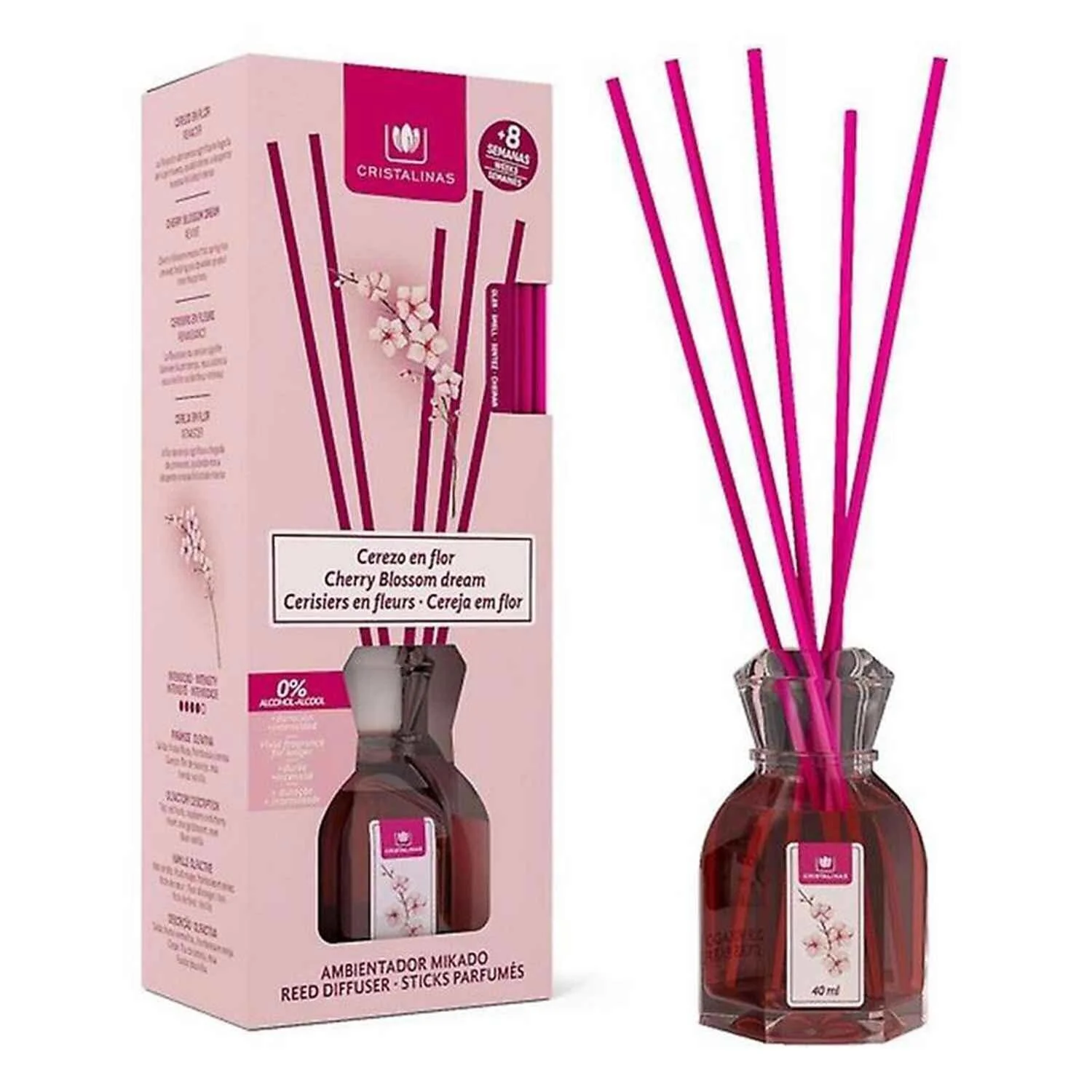Cristalinas CRISTALINAS - Spain Reed Diffuser #Cherry Blossom Dream #8 Weeks 40.0g/ml (8436535313629)  Fixed Size - Olabens