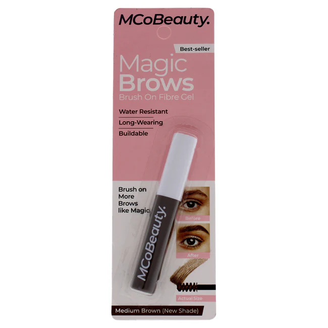 MCoBeauty Magic Brows Brush On Fiber Gel Waterproof - Medium Brown by MCoBeauty for Women - 0.12 oz Eyebrow - Olabens