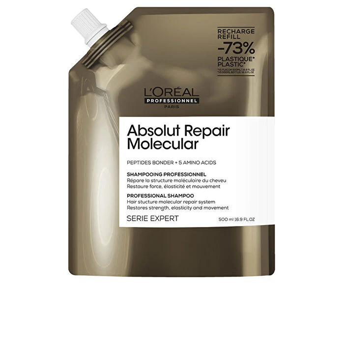L'Oréal Professionnel Paris Absolut Repair Molecular Professional Sulfate-free Shampoo For Damaged Hair Refill 500ml - Olabens
