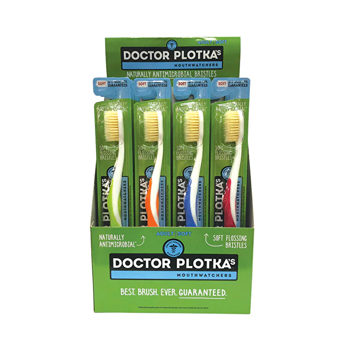 Dr Plotka's Doctor Plotka's Mouthwatchers Toothbrushes Adult Soft Mixed x 20 Display (Blue, Green, Orange, Red) - Olabens