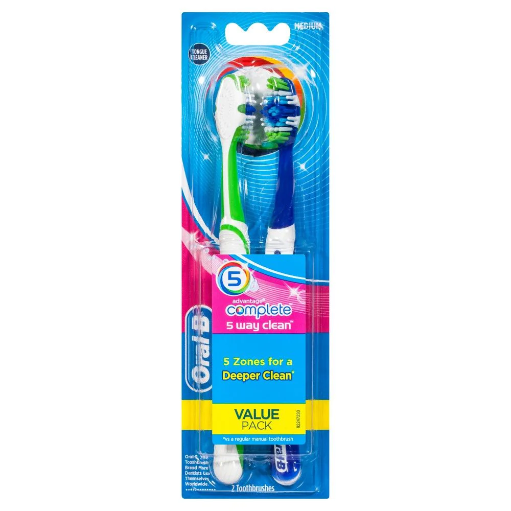 Oral B Toothbrush 5 Way Clean Medium 2 Pack - Olabens