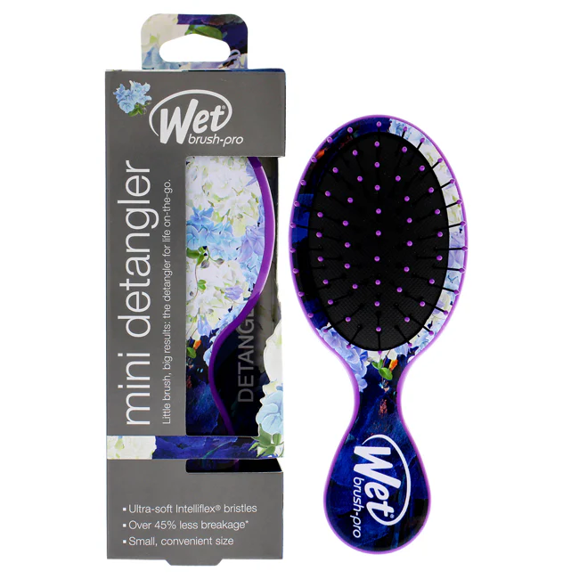 Wet Brush Pro Mini Detangler Hyper Floral Brush - Purple by Wet Brush for Unisex - 1 Pc Hair Brush - Olabens